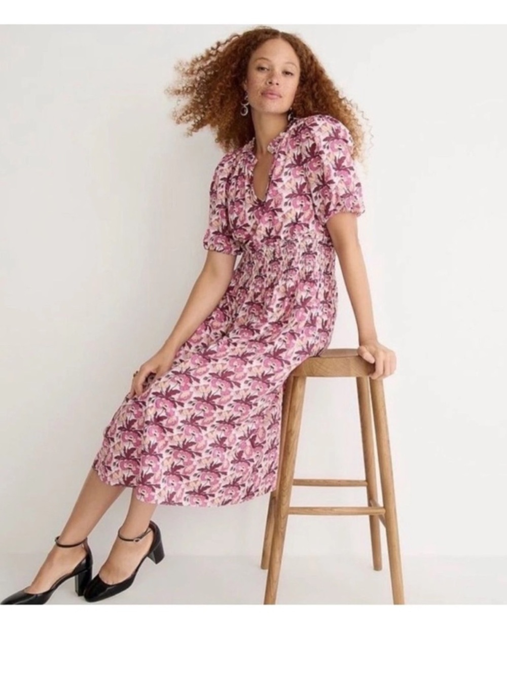 NWT J. crew Smocked-waist dress in Liberty® Butterfield Poppy fabric size XL